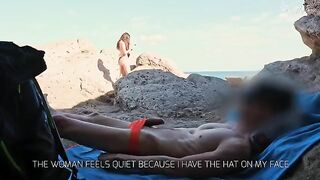 A girl was caught jerking off on the beach and helped finish