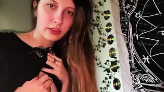 Russian stepsister sucks cock of her boyfriend while he plays computer