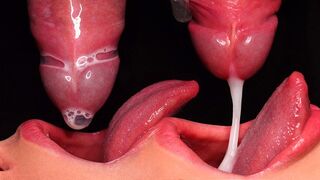 The best blowjob with a burst condom and cum in mouth ASMR
