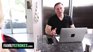 Pervert stepdad fucked petite stepdaughter Chloe Rose daily, hiding in secret spots
