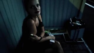 The puzzled baby waited for the train and got a cock, creampie, and cum on her face