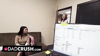 Pervert stepdad fucked his stepdaughter and her friend in taboo threesome
