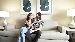 A guy's first experience with two girls giving him a blowjob at once