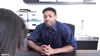 Hairy Asian pussy of Lulu Chu gets filled with BBC cum after intense interracial action