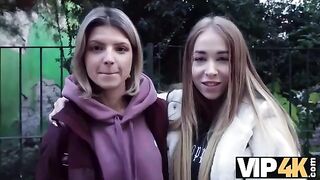 First time with twins for a horny girlfriend to watch