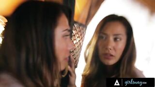 A beauty has a hard romantic sex session with her wife in a rented cabin