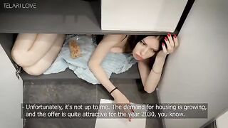 A hot brunette tried to extend a wardrobe lease but ended up with a creampie