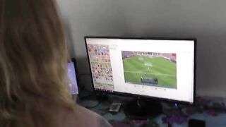 A young slut gets her pussy railed while playing video games