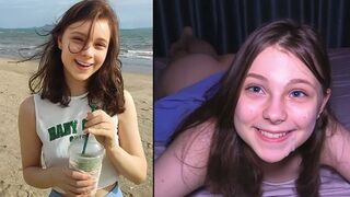 A cute girl makes a guy cum three times at the beach