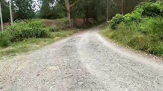 A bike ride turned into hardcore sex in the forest with a stunning brunette