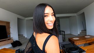 The girl is learning to DJ from a cute guy, and things heat up