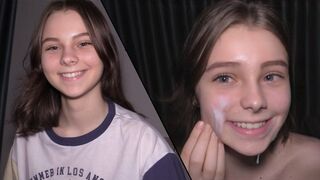 Submissive teen gets her pussy filled with cum by a dominant partner