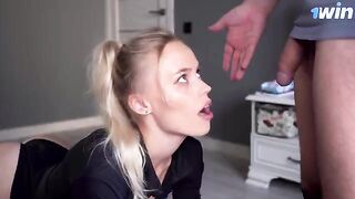 The stepmom saw his cock and asked him to fuck her pink pussy