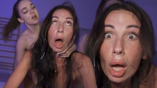 Submissive petite teen gets her brains and cervix pounded hard in an FFM threesome