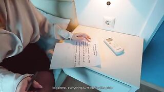 The stupid student did not read the lease and paid with her pussy
