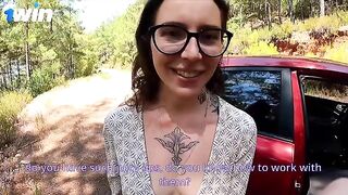 He fixed his car and got a rough anal sex session in the middle of the road
