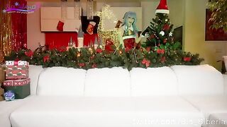 Sia Siberia is getting fucked hard by a toy on Christmas, showcasing her perfect body and enhanced 32C curves in a steamy solo performance