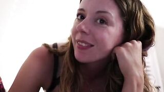 Girl reads erotic literature while being fucked by a huge cock
