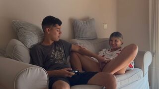 A stepsister is stopping the guy from playing video games