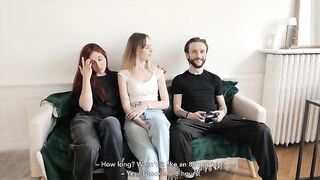 Two hot French sluts share lucky guy’s cock
