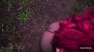 Fucked a hot slut with a big ass in the forest and filled her with cream