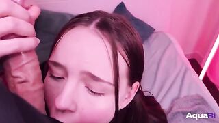 The cute schoolgirl passionately sucks the cock of her teacher