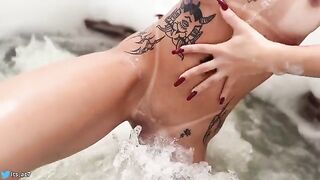 A hot girl is fucking in the hotel pool, showcasing her sexy body