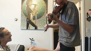 The couple tried to practice violin but ended up making love