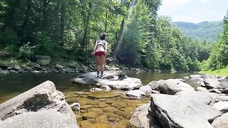 Real amateur couple AmyGabe fucking on the mountain