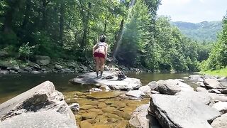 Real amateur couple AmyGabe fucking on the mountain