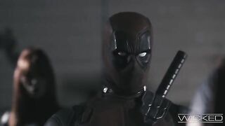 Deadpool and Black Widow fuck four sexy babes with no mercy