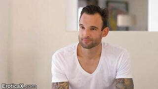 A tattooed Frenchman and the hot Latina Eliza Ibarra are dancing in the sheets