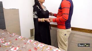 Hindi dirty talk with hot Desi Pari and her step-cousin step-brother enjoying hard sex