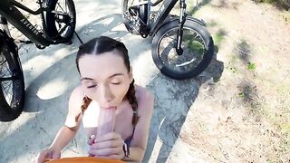 Petite cyclist gets her pussy railed by tourist’s huge dick