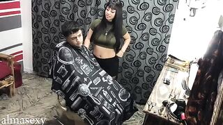A sexy brunette from Argentina gets fucked in a barbershop - Almasexy