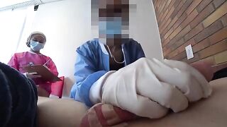 Two crazy nurses examined my cock in the hospital