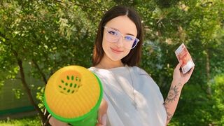 The girl was sorry for the forest, so she had to fuck