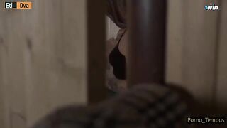 Two Russian sluts fucked by multiple guys in an orgy scene