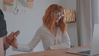 Redhead babe gets cum inside her pussy on Zoom
