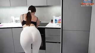 Cleaning woman polished the cock of a wealthy man