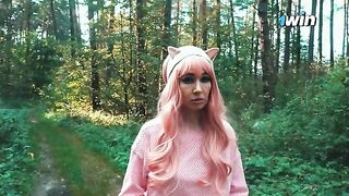 A young girl got lost in the forest and met a forester