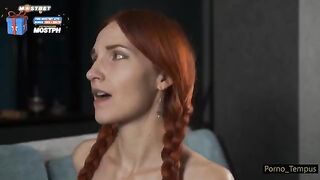 Couple fucks at family therapy with a redhead using her mouth, showcasing dirty talk skills