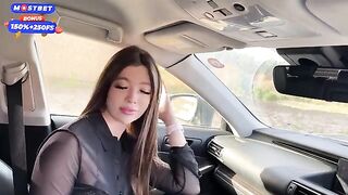 The girl got attached to the car and started messing around with her ex
