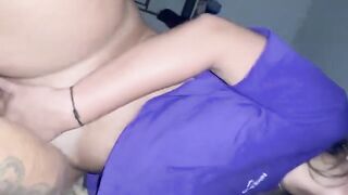 Gifted Bahian guy lifting up hot blonde ass in bedroom action