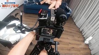 Behind the scene with a beautiful blonde and a rough sex scene