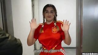 A Spanish supporter with a big ass was fucked in anal and DP in the parking lot