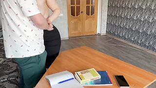 The hot teacher, a busty milf, seduces her young student with ease
