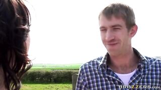 A juicy beauty was fucked by a guy on a haystack, it was intense
