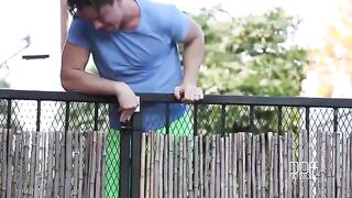 The neighbor guy fucks the busty brunette with natural tits hard