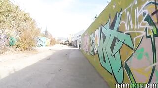 A guy right on the street has sex with a passerby girl